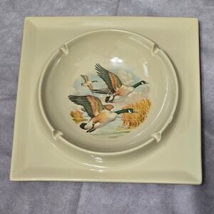 Vintage Hyalyn Ceramic Ashtray Canadian Geese Man Cave Retro MCM
